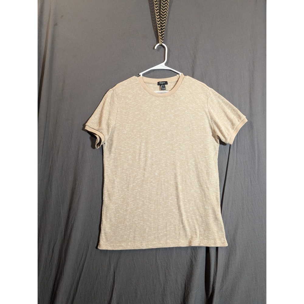 Forever 21 Mens crew neck waffle knit short sleeve T-shirt‎ Beige